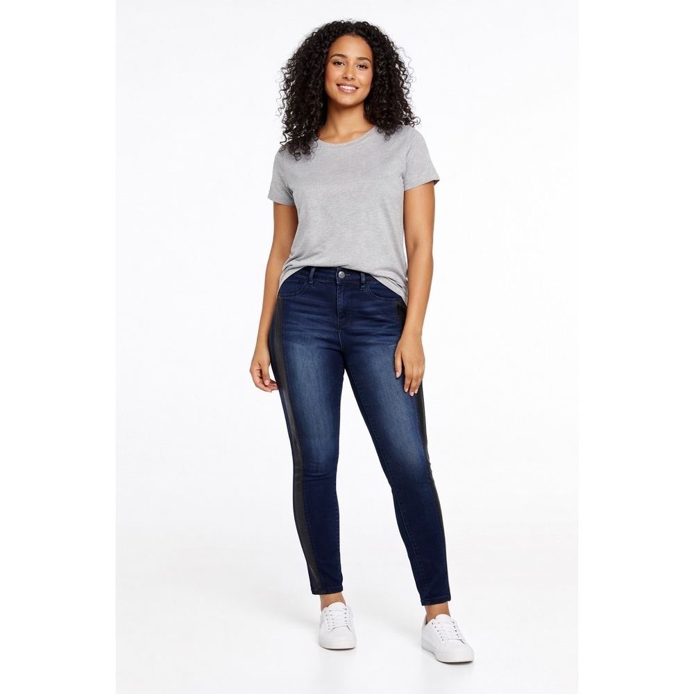 A.n.a‎ Jegging Blue Jeans Faux Leather Stripe Whiskered 32/14